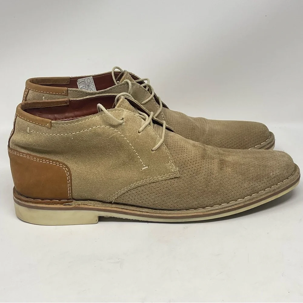 Steve Madden Hendric Chukka Boots Mens 8.5 Tan Brown Suede Perforated Lace Up